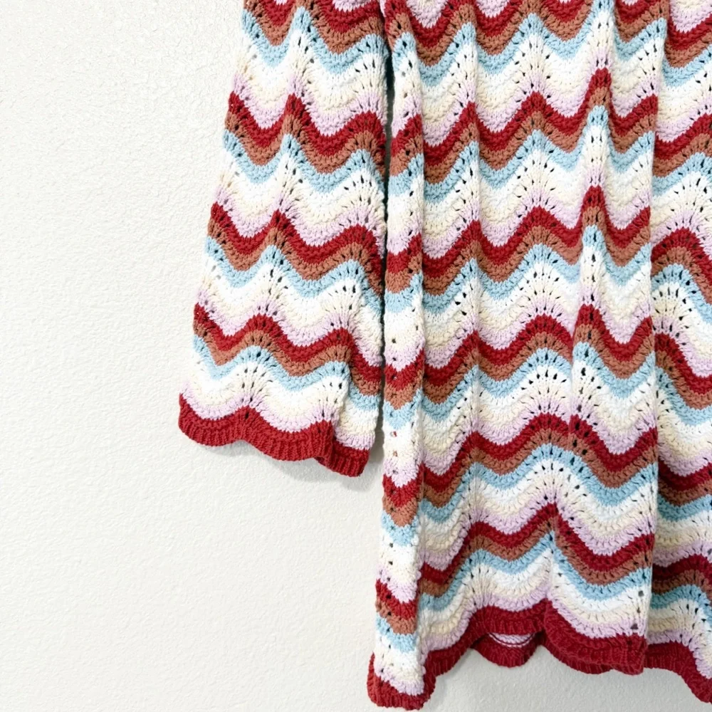 NWT 27 Miles Malibu Reno Crochet dress w lettuce trim & bell sleeves multicolor - Picture 8 of 8